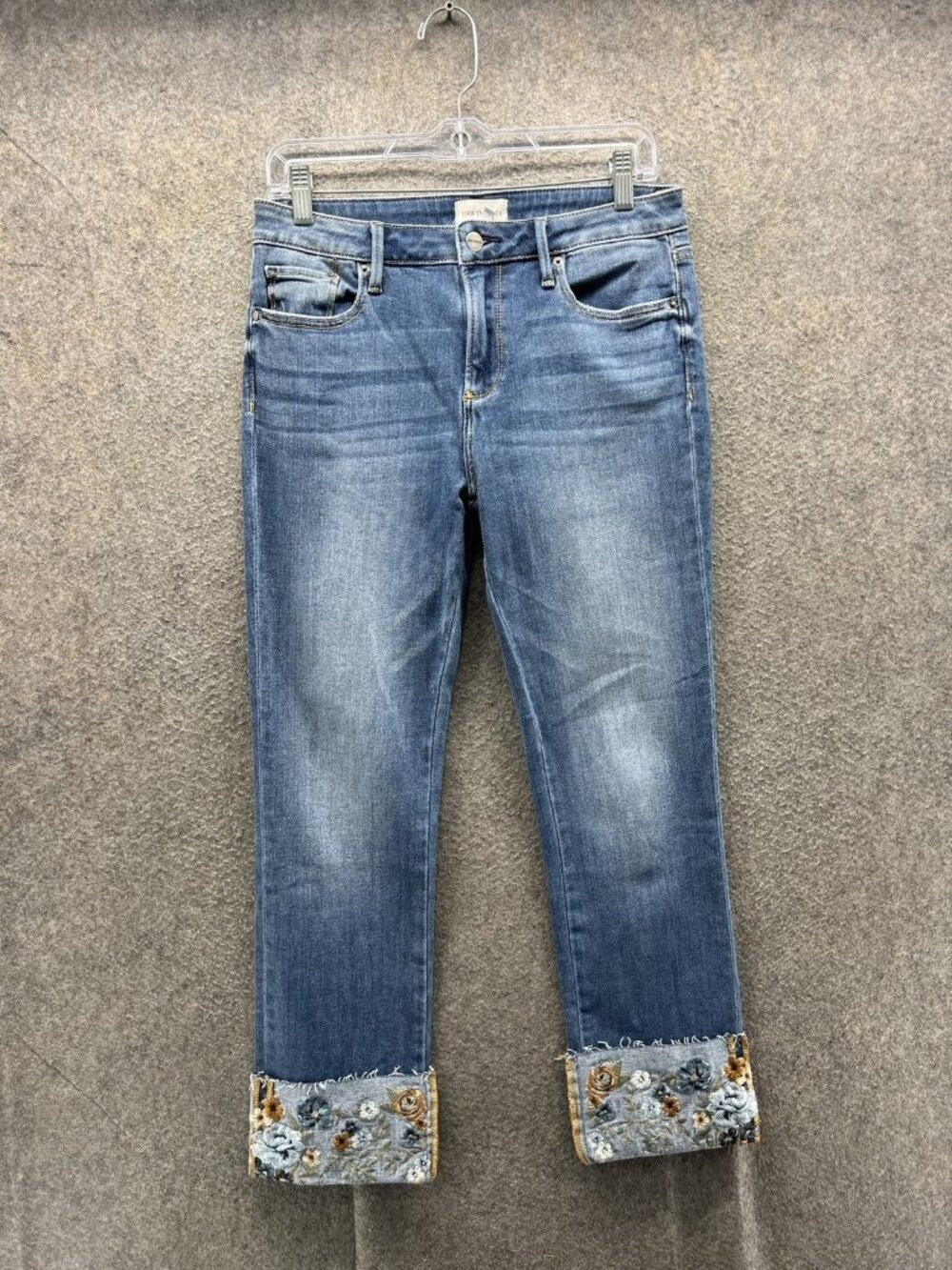 Driftwood Colette Jeans Womens 28 Blue Medium Wash Floral Embroidered Denim